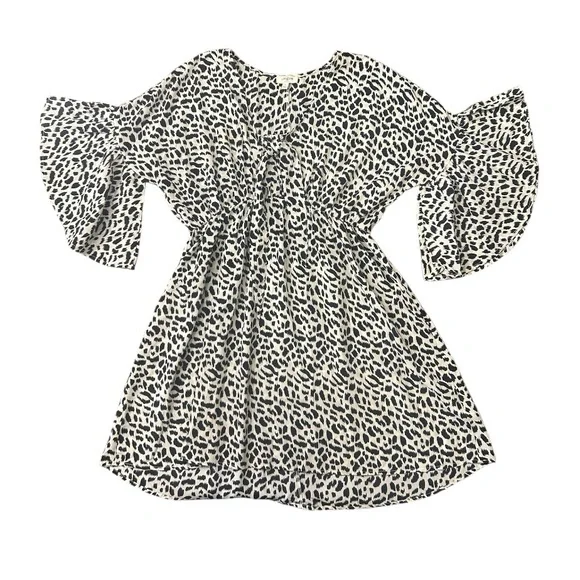 Umgee Cheetah Print V-Neck Bell Sleeve Midi Dress Women’s Size Large - Picture 5 of 9